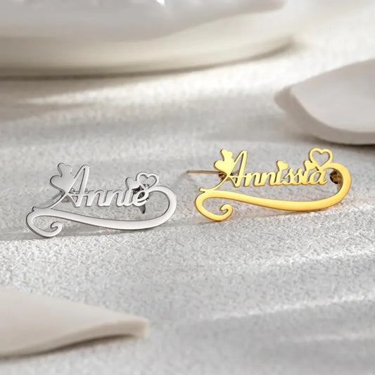 Custom Name Brooch, Elegant Design Name Lapel Pin for Women