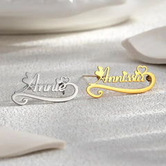 Custom Name Brooch, Elegant Design Name Lapel Pin for Women