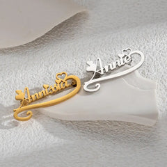 Custom Name Brooch, Elegant Design Name Lapel Pin for Women