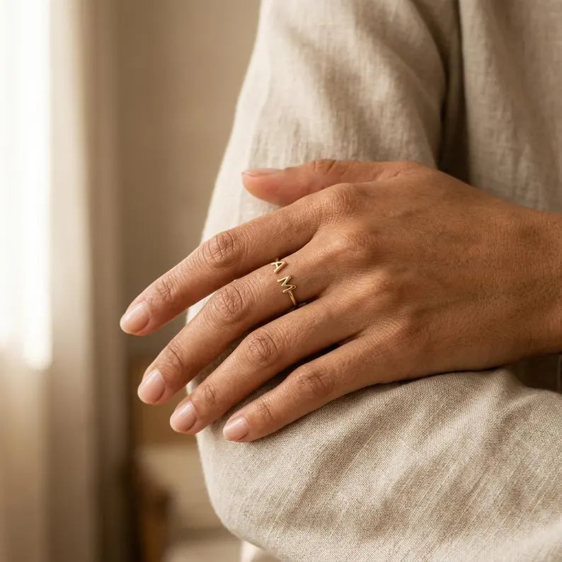 Personalized Two Letter Ring