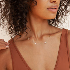 Pave Mama Letter Name Necklace