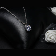 Silver Classic Solitaire Pendant Set.