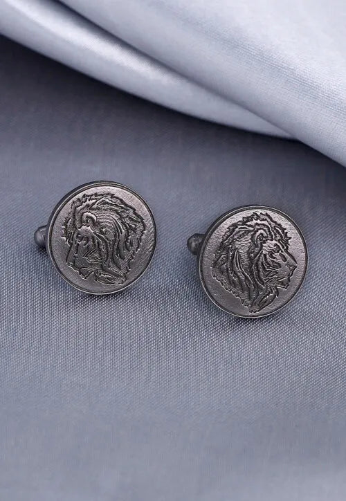 Silver Lions Mane Cufflink Pair