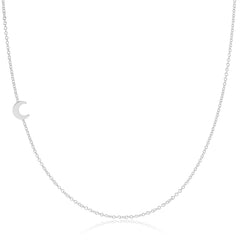 14k Gold Asymmetrical Charm Necklace - Moon