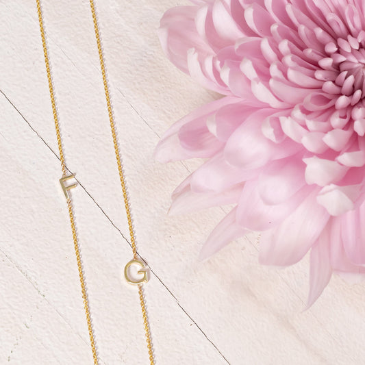 14k Gold Asymmetrical Letter Necklace - F