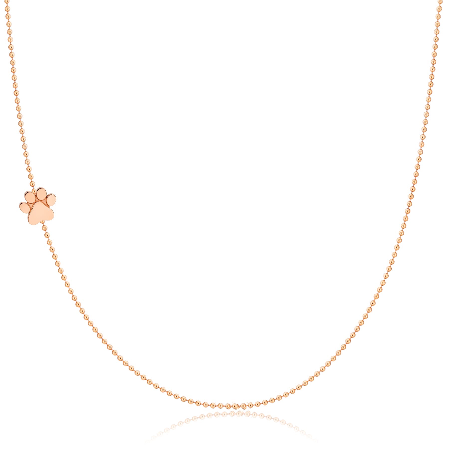 14k Gold Asymmetrical Charm Necklace - Paw