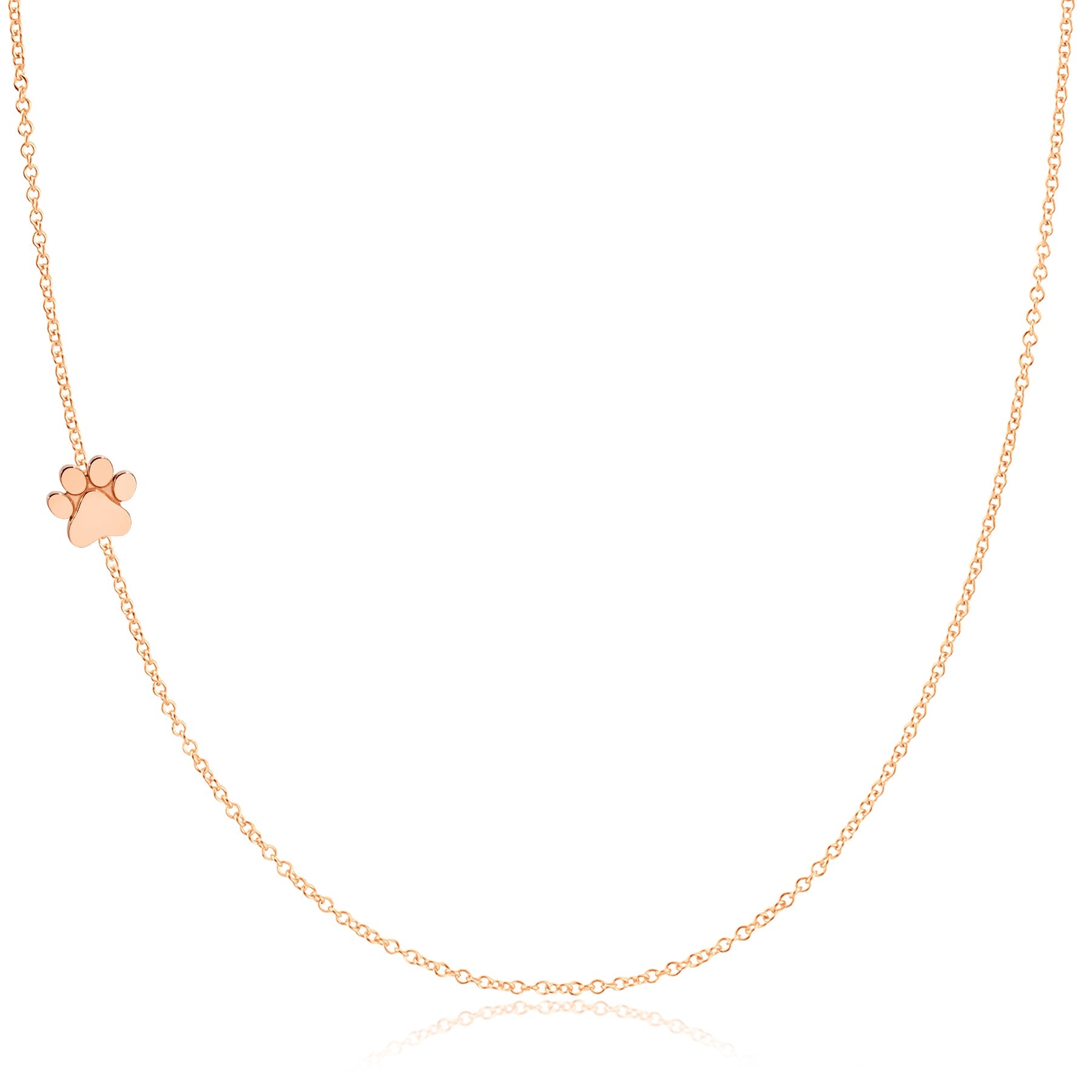 14k Gold Asymmetrical Charm Necklace - Paw