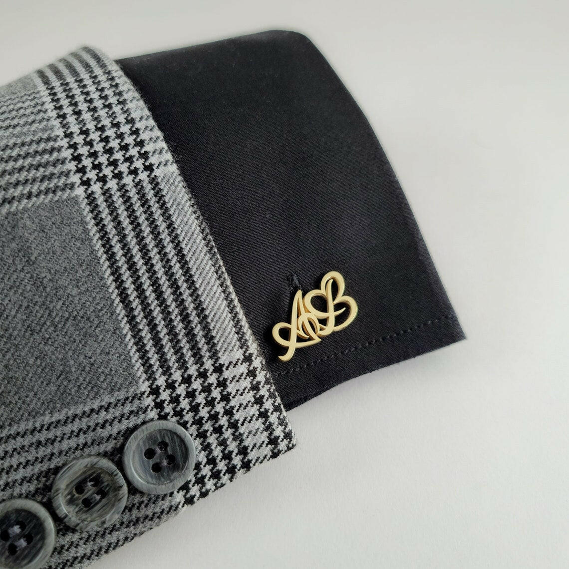 Personalised Initials Heart Cuff Link cufflink.