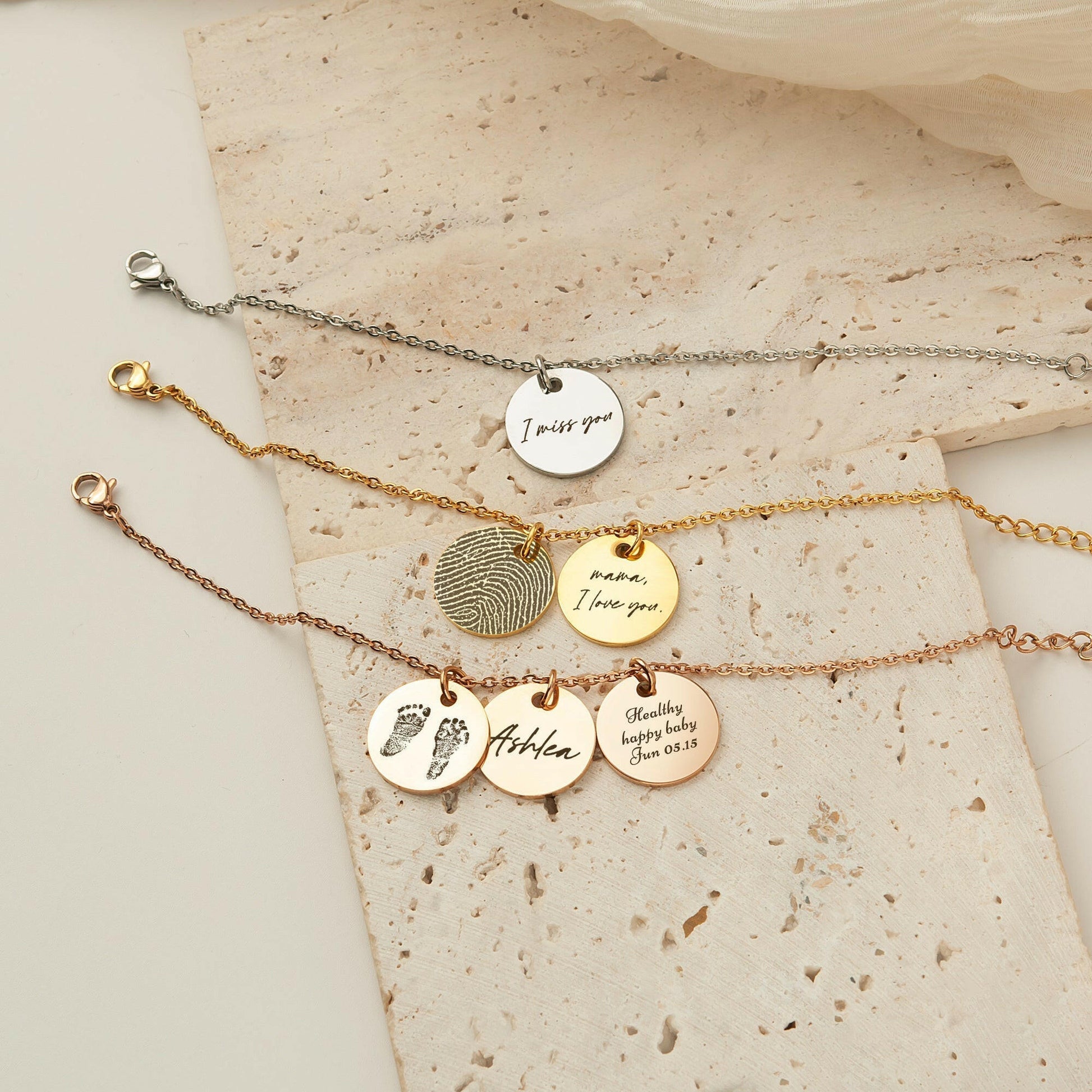 Personalized Actual Fingerprint Charm Bracelet Bracelet.