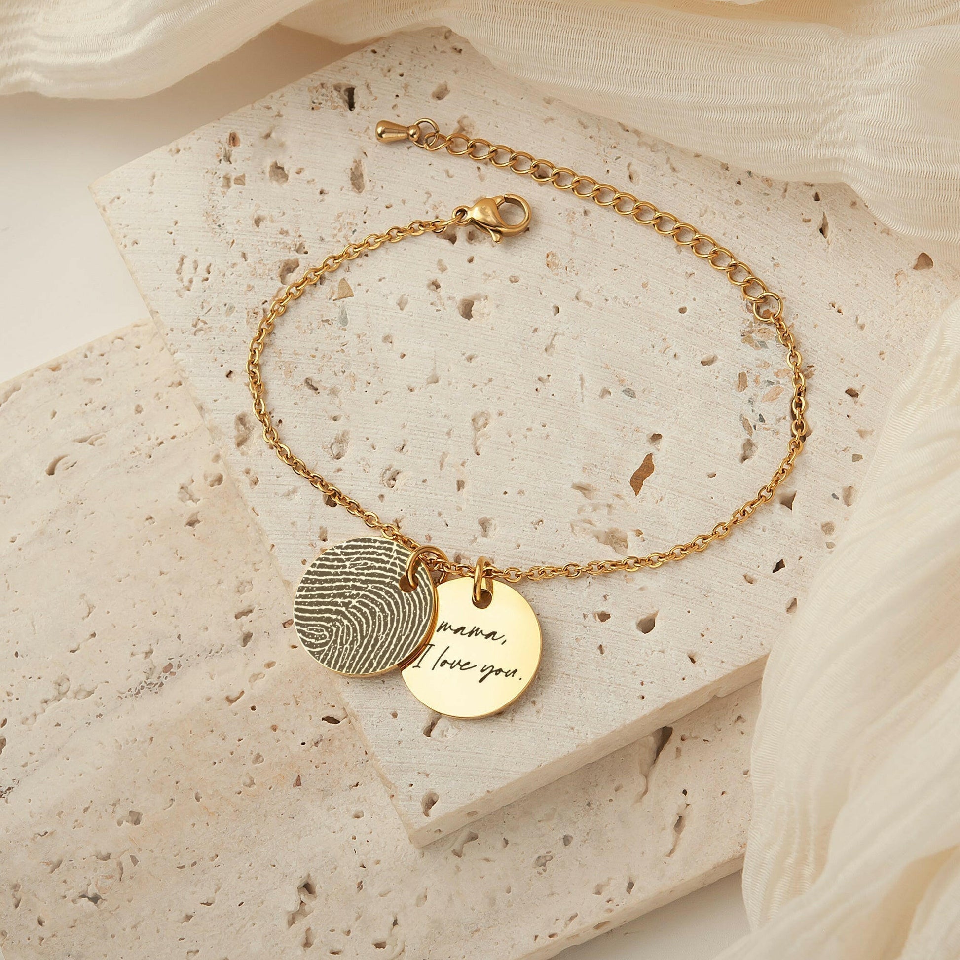 Personalized Actual Fingerprint Charm Bracelet Bracelet.