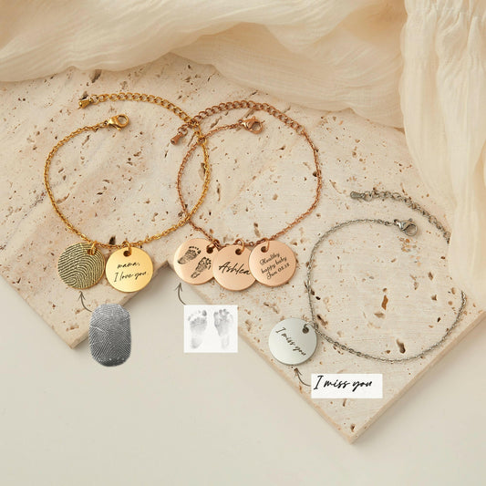 Personalized Actual Fingerprint Charm Bracelet Bracelet.