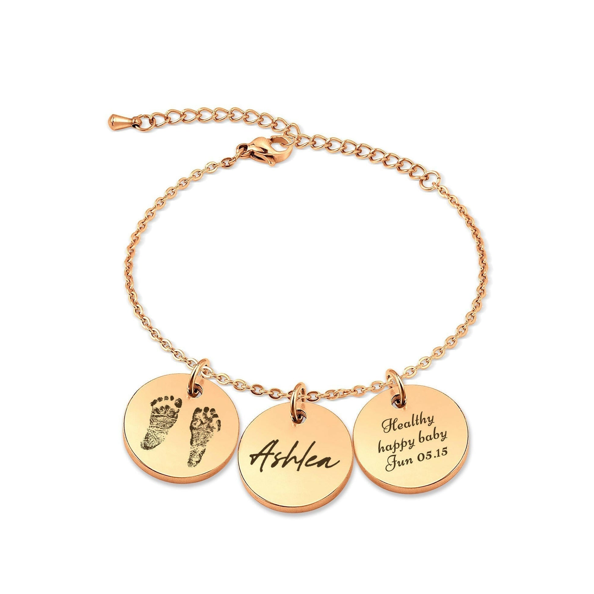 Personalized Actual Fingerprint Charm Bracelet Bracelet.