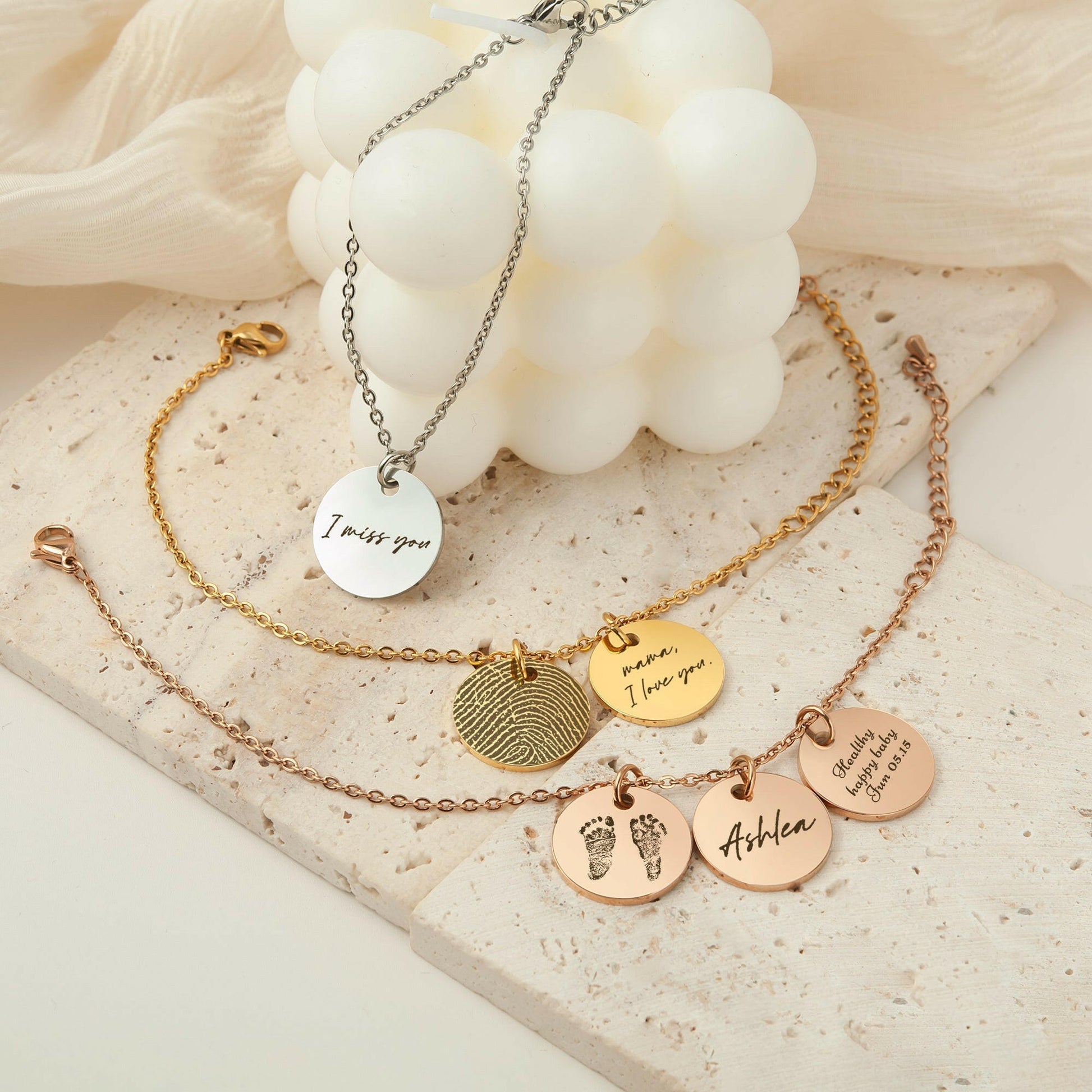 Personalized Actual Fingerprint Charm Bracelet Bracelet.