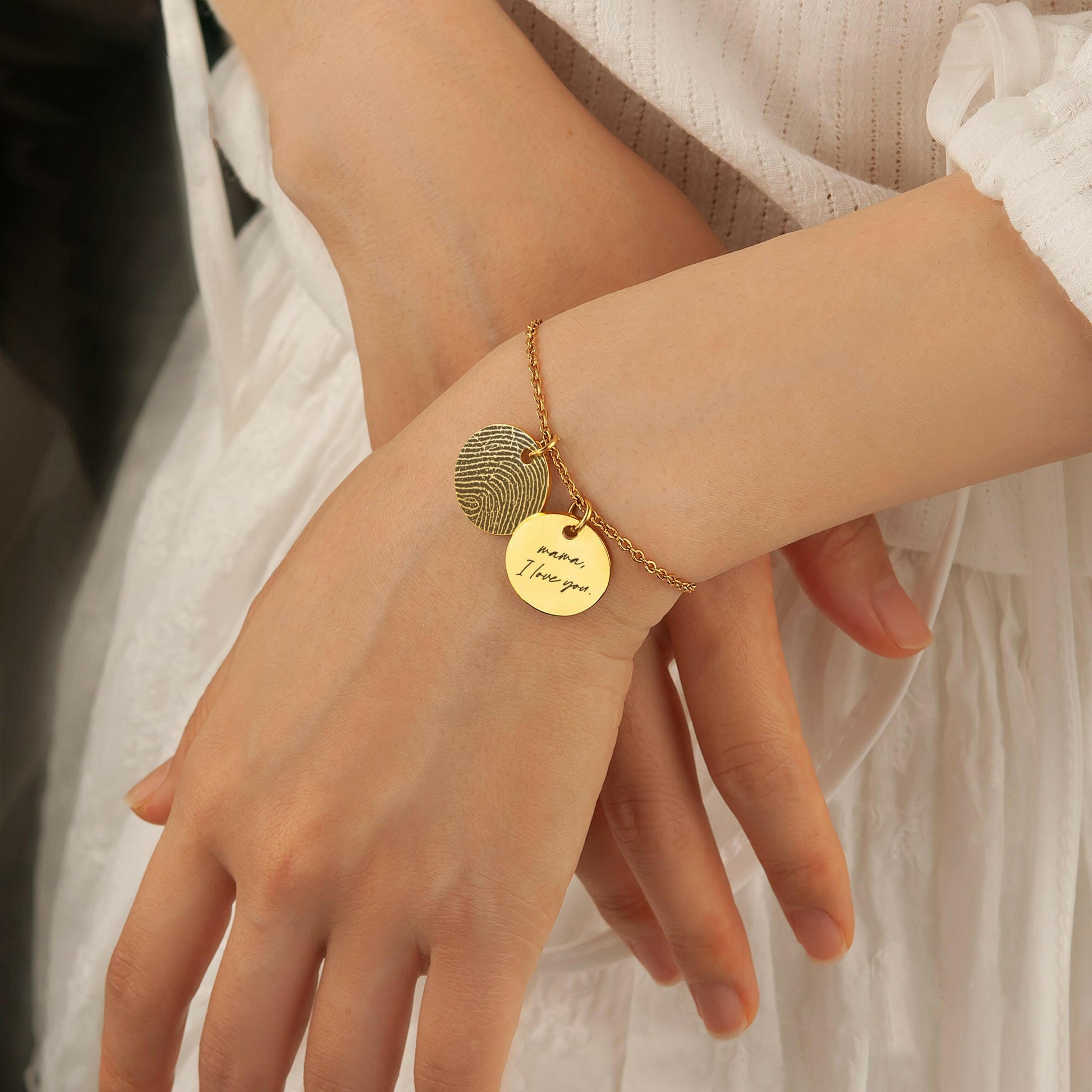 Personalized Actual Fingerprint Charm Bracelet Bracelet.