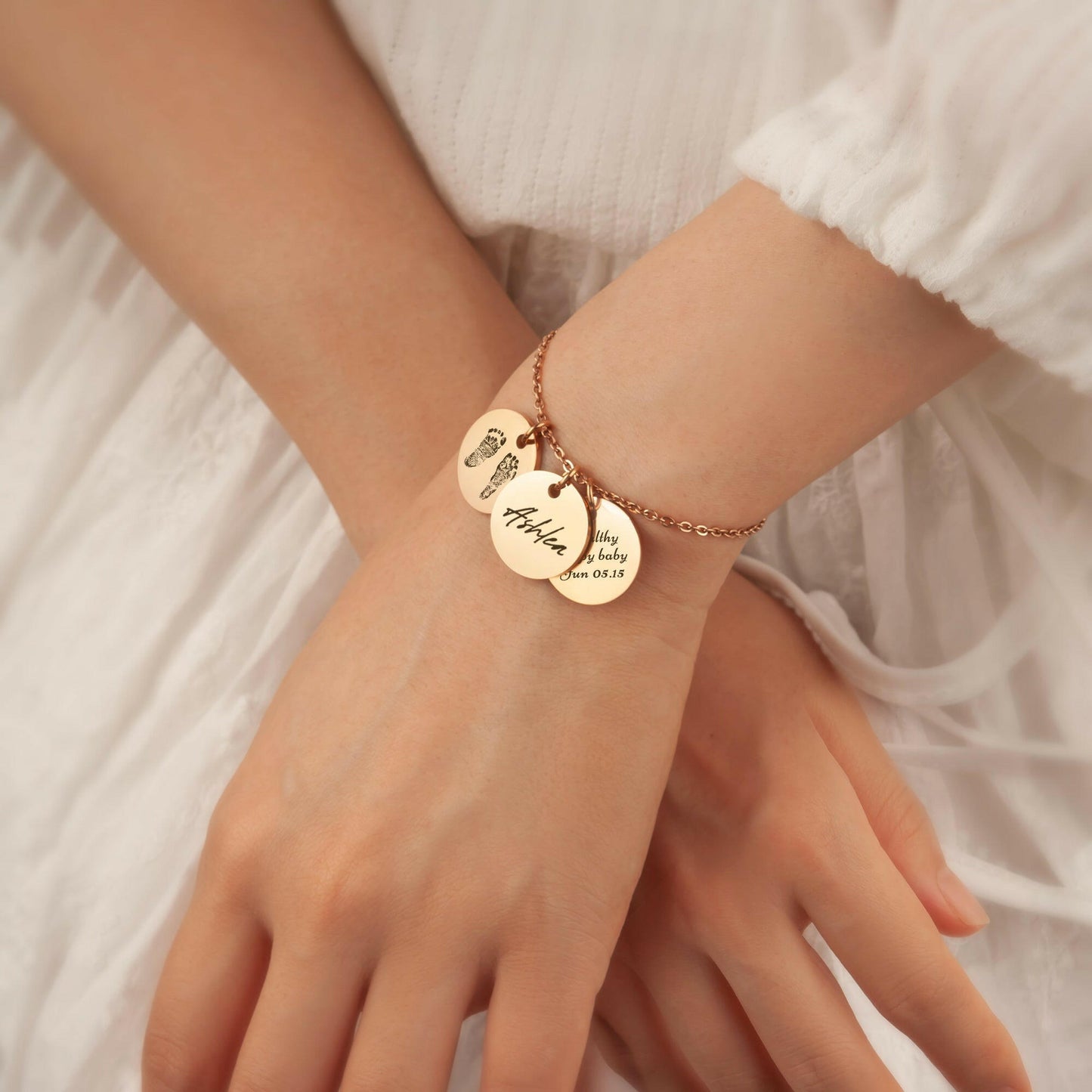 Personalized Actual Fingerprint Charm Bracelet Bracelet.
