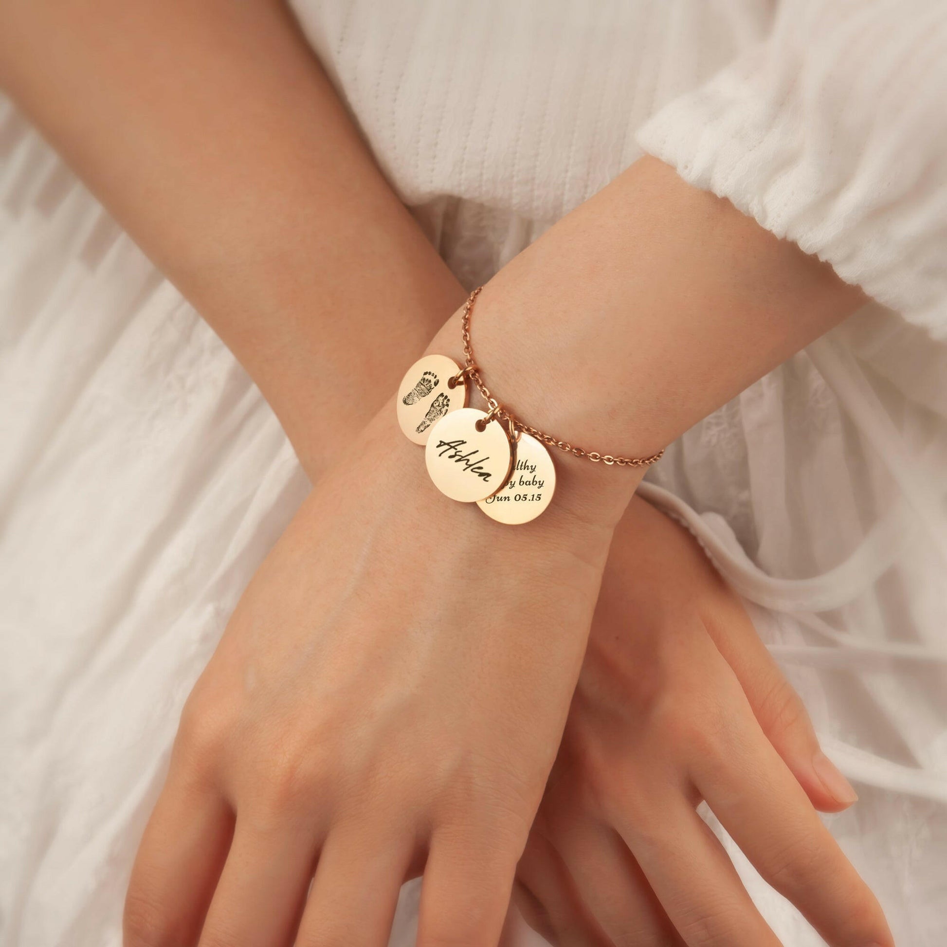 Personalized Actual Fingerprint Charm Bracelet Bracelet.