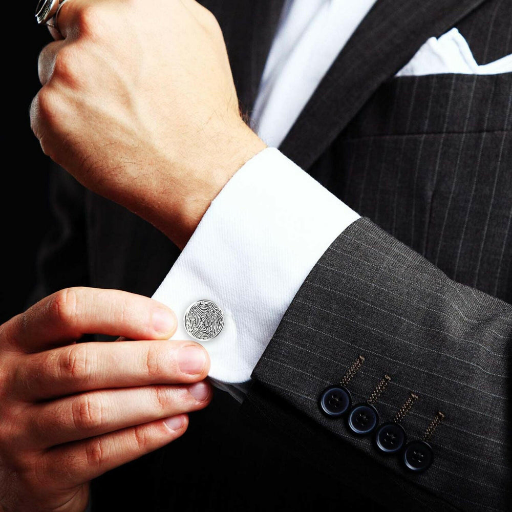 Personalized Fingerprint Round Shaped Cufflink cufflink.