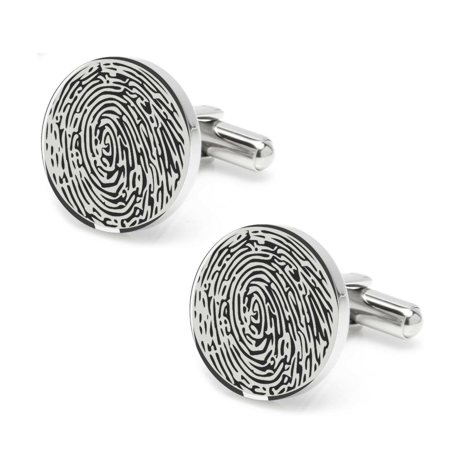 Personalized Fingerprint Round Shaped Cufflink cufflink.