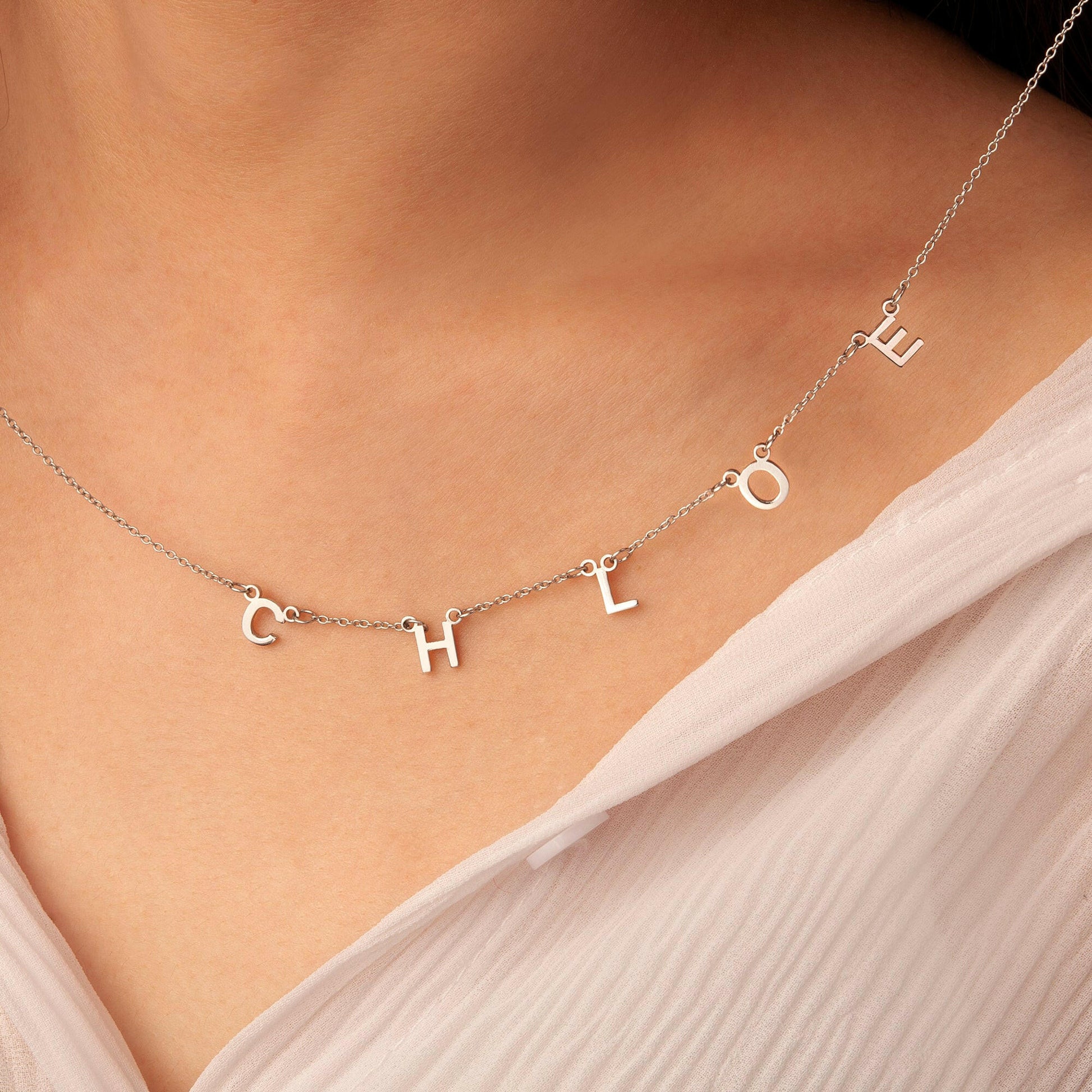 Personalized Horizontal Charms and Birthstone Necklace Necklace.