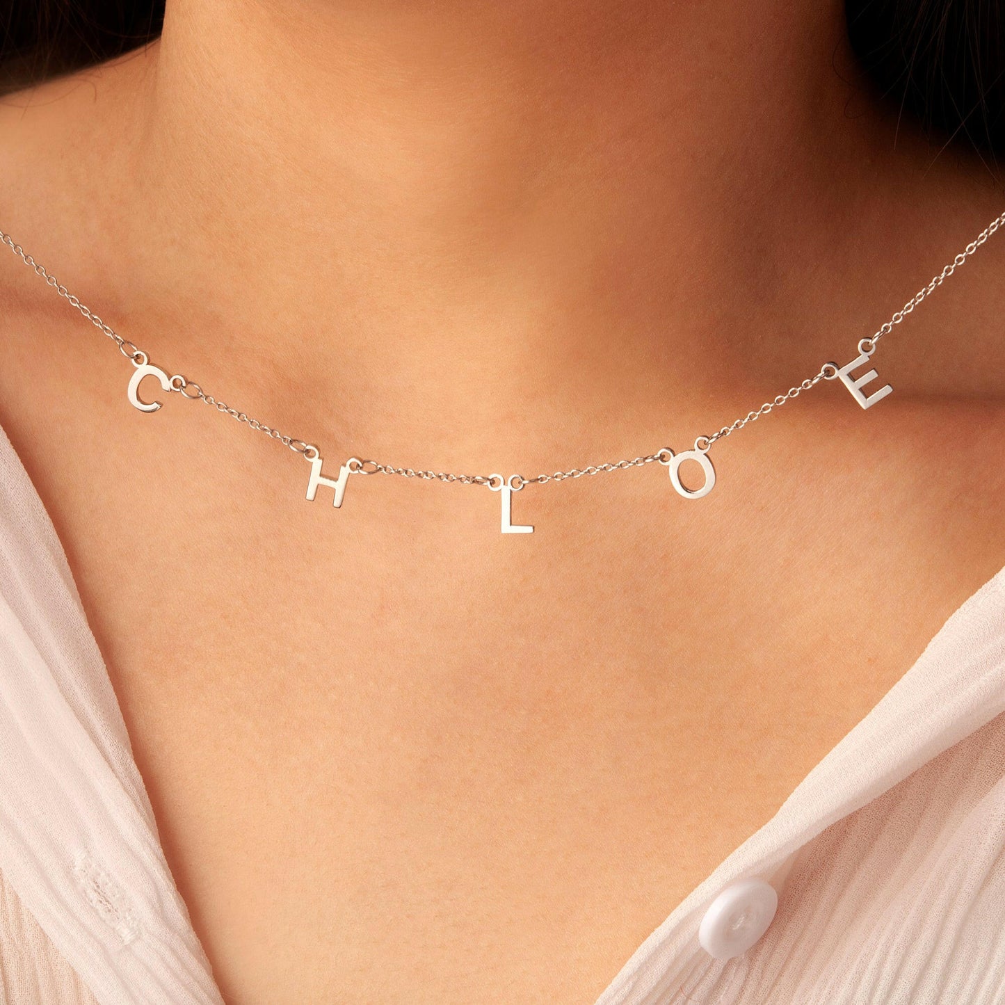 Personalized Horizontal Charms and Birthstone Necklace Necklace.