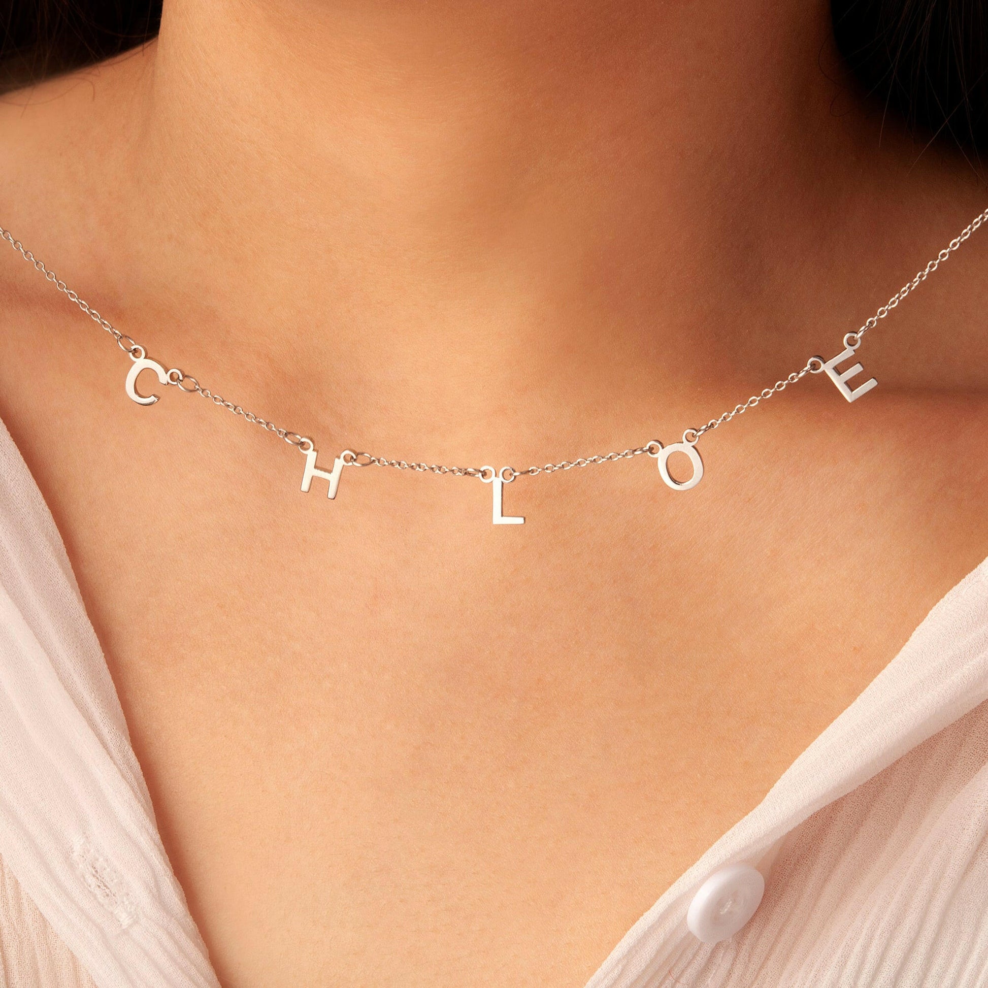Personalized Horizontal Charms and Birthstone Necklace Necklace.