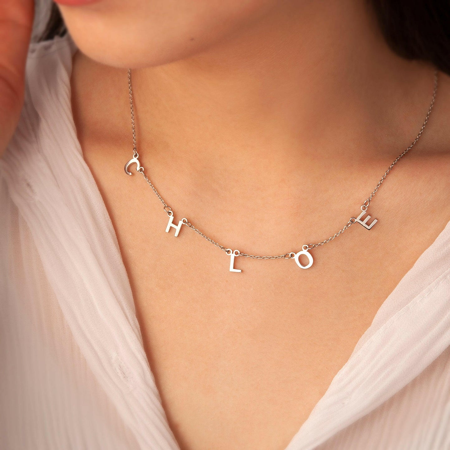 Personalized Horizontal Charms and Birthstone Necklace Necklace.