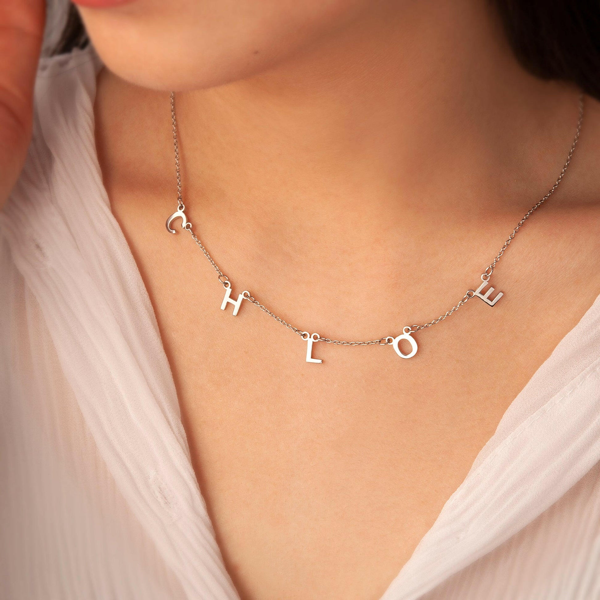 Personalized Horizontal Charms and Birthstone Necklace Necklace.