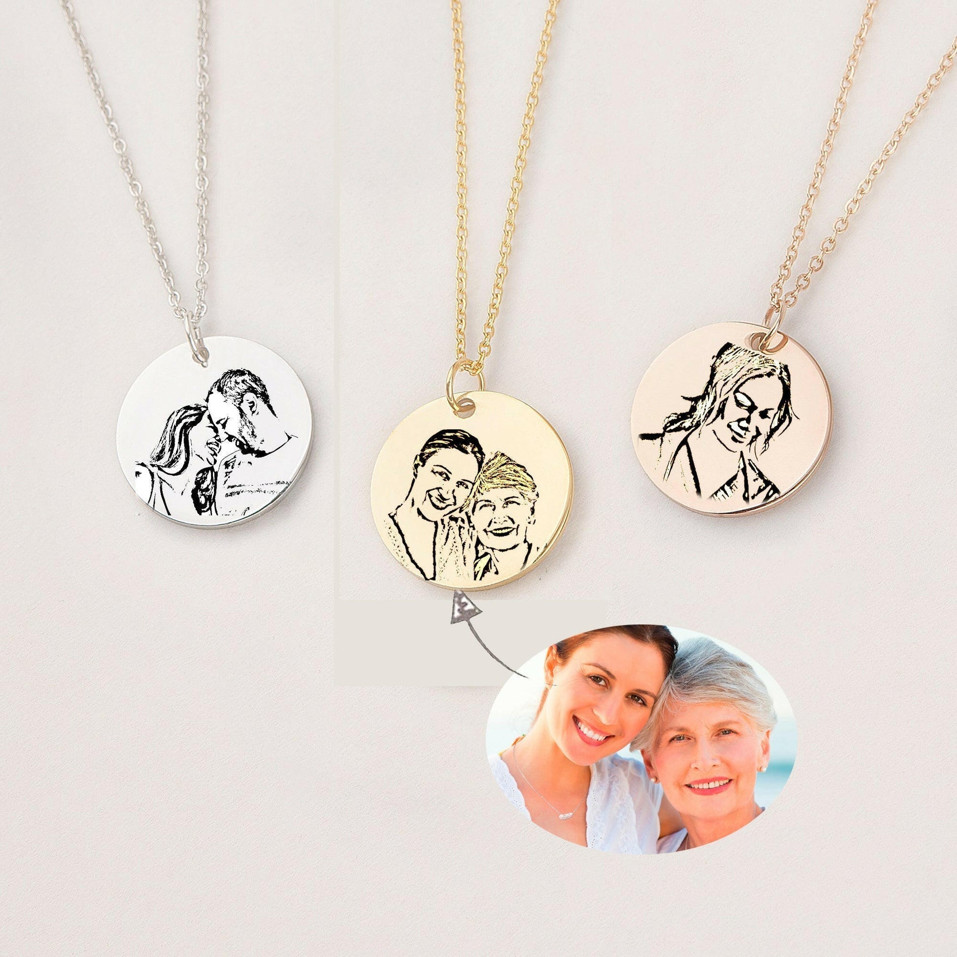 Personalized Mother and Daughter Photo Necklace Necklace.