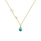 Personalized Name Necklace with Birthstone Charm Necklace.