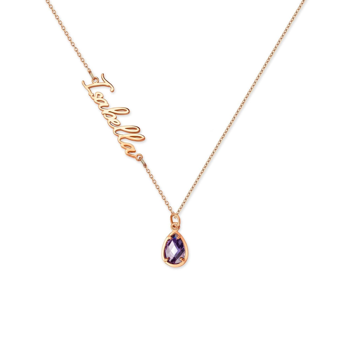 Personalized Name Necklace with Birthstone Charm Necklace.