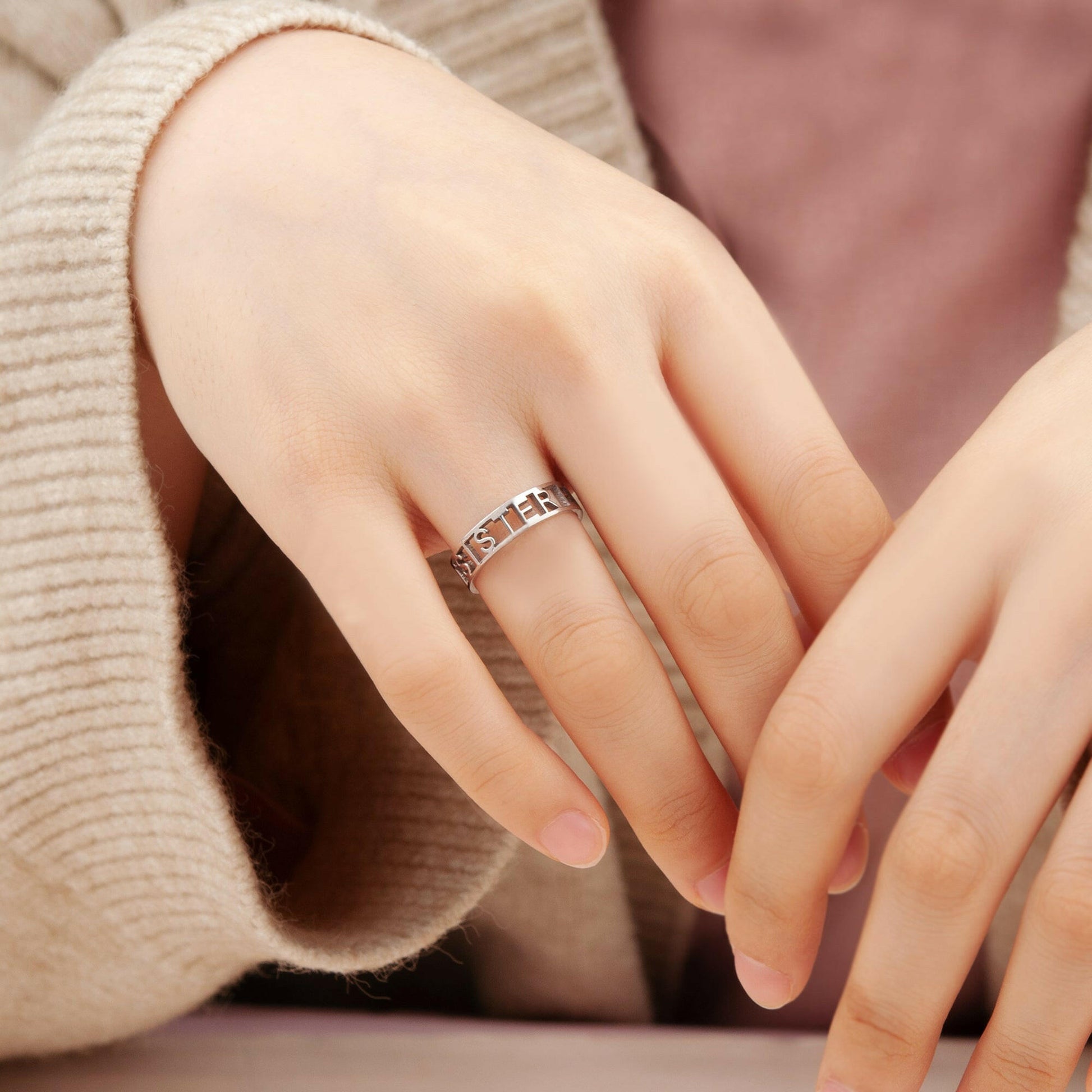 Personalized Name Quote Jewelry for Her Ring.