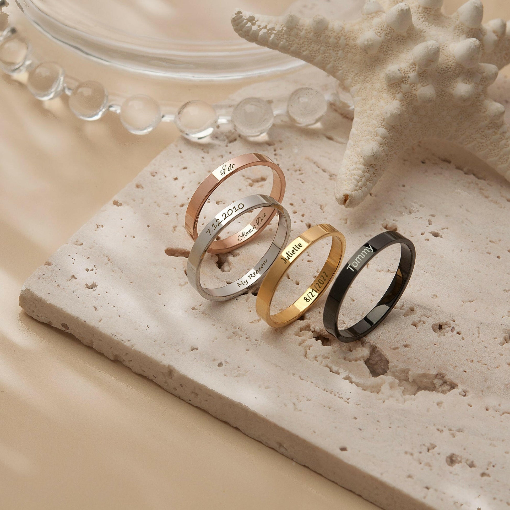 Personalized Name Rings Both Sides Engraveable Ring.