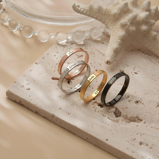 Personalized Name Rings Both Sides Engraveable Ring.