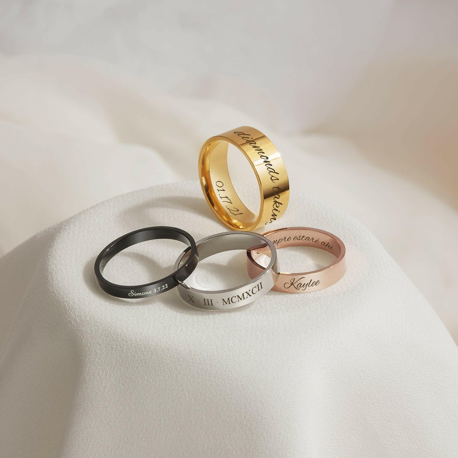 Personalized Name Rings Both Sides Engraveable Ring.