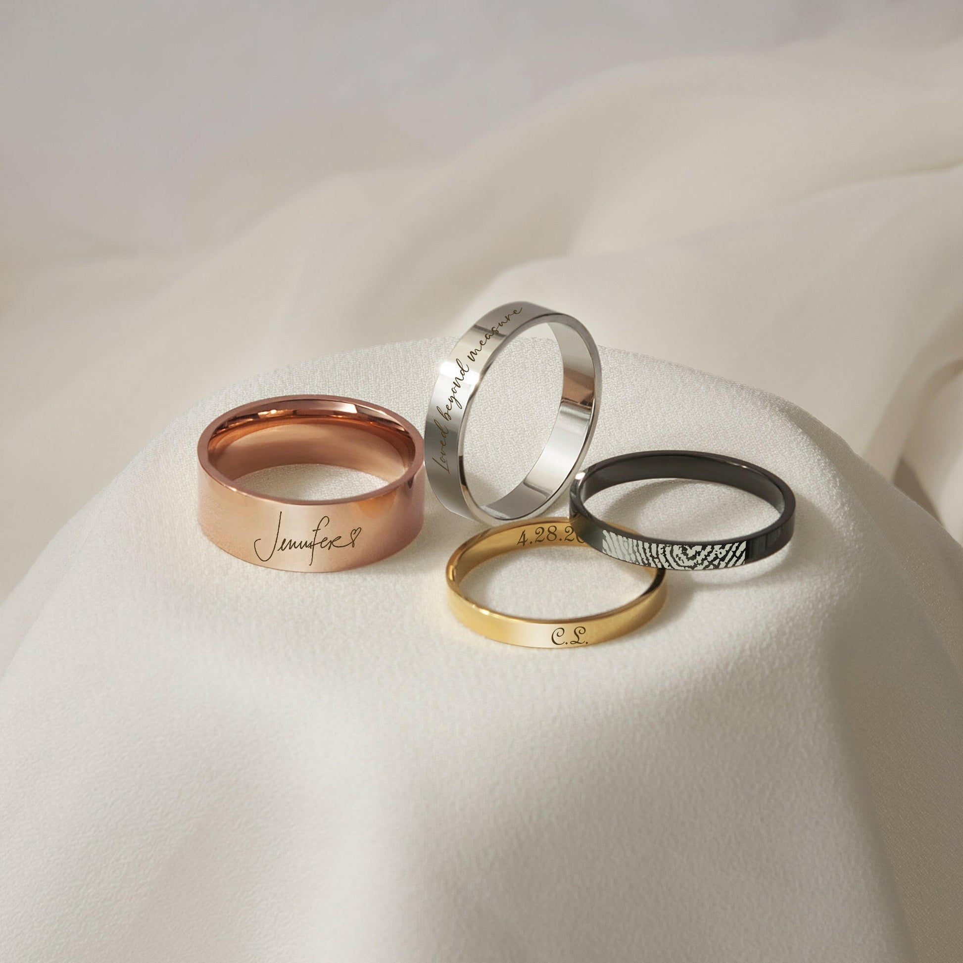 Personalized Name Rings Both Sides Engraveable Ring.