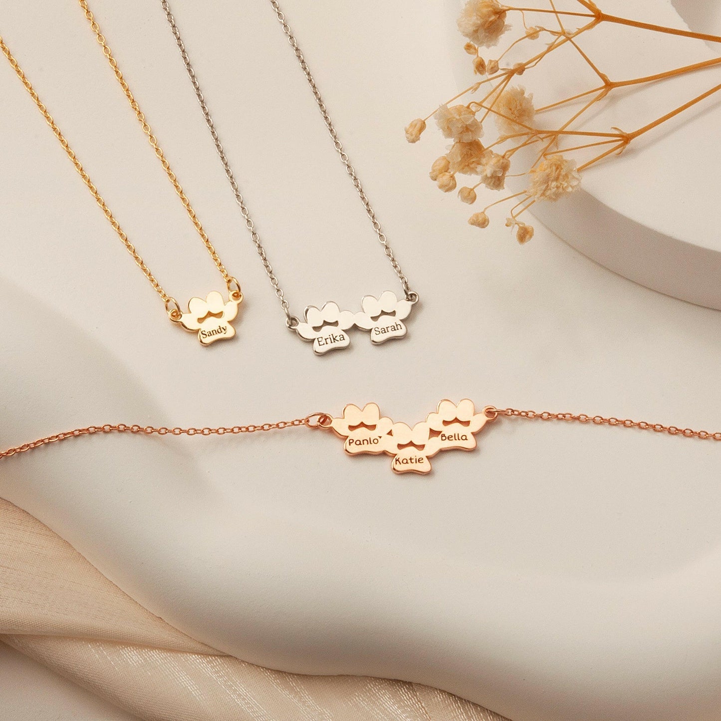 Personalized Paw Print Charm Necklace Necklace.