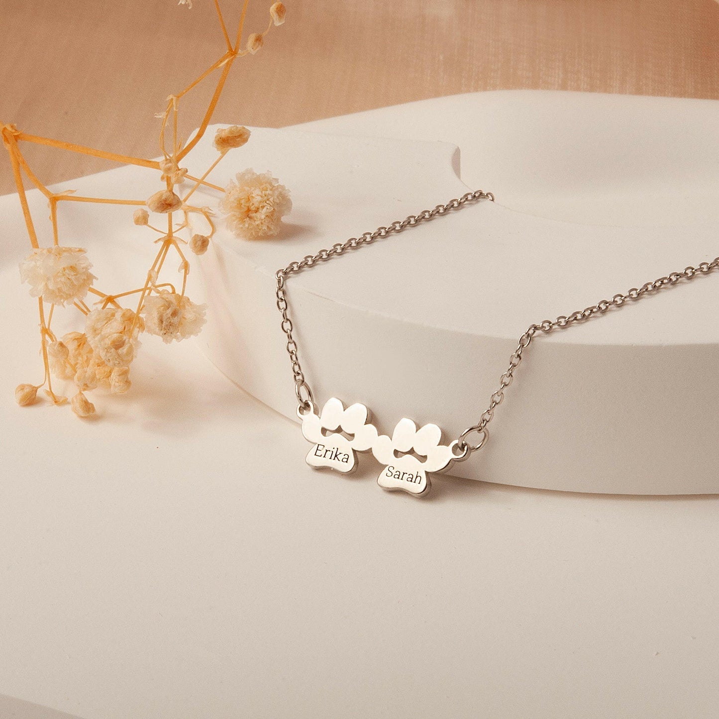 Personalized Paw Print Charm Necklace Necklace.