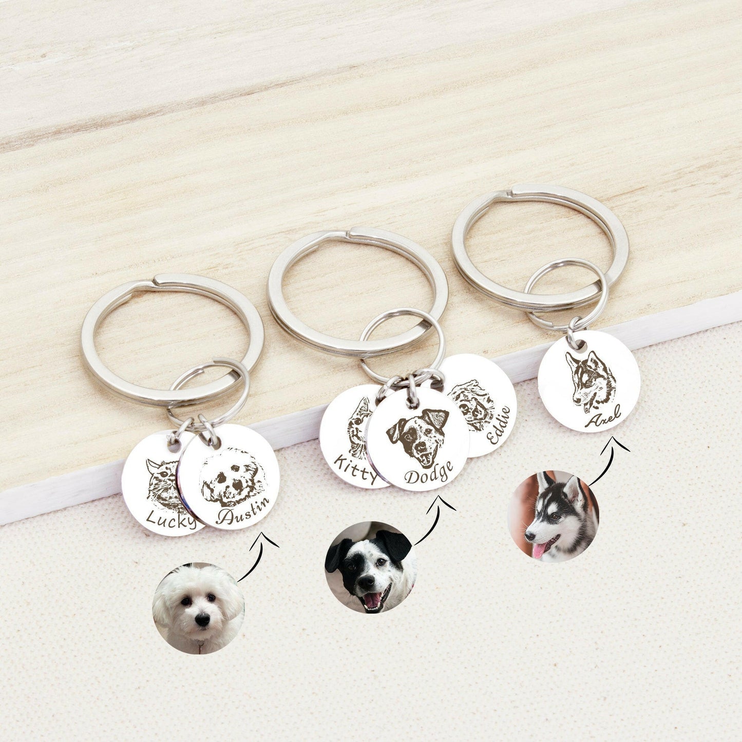 Personalized Pet Photo Keychain Necklace.