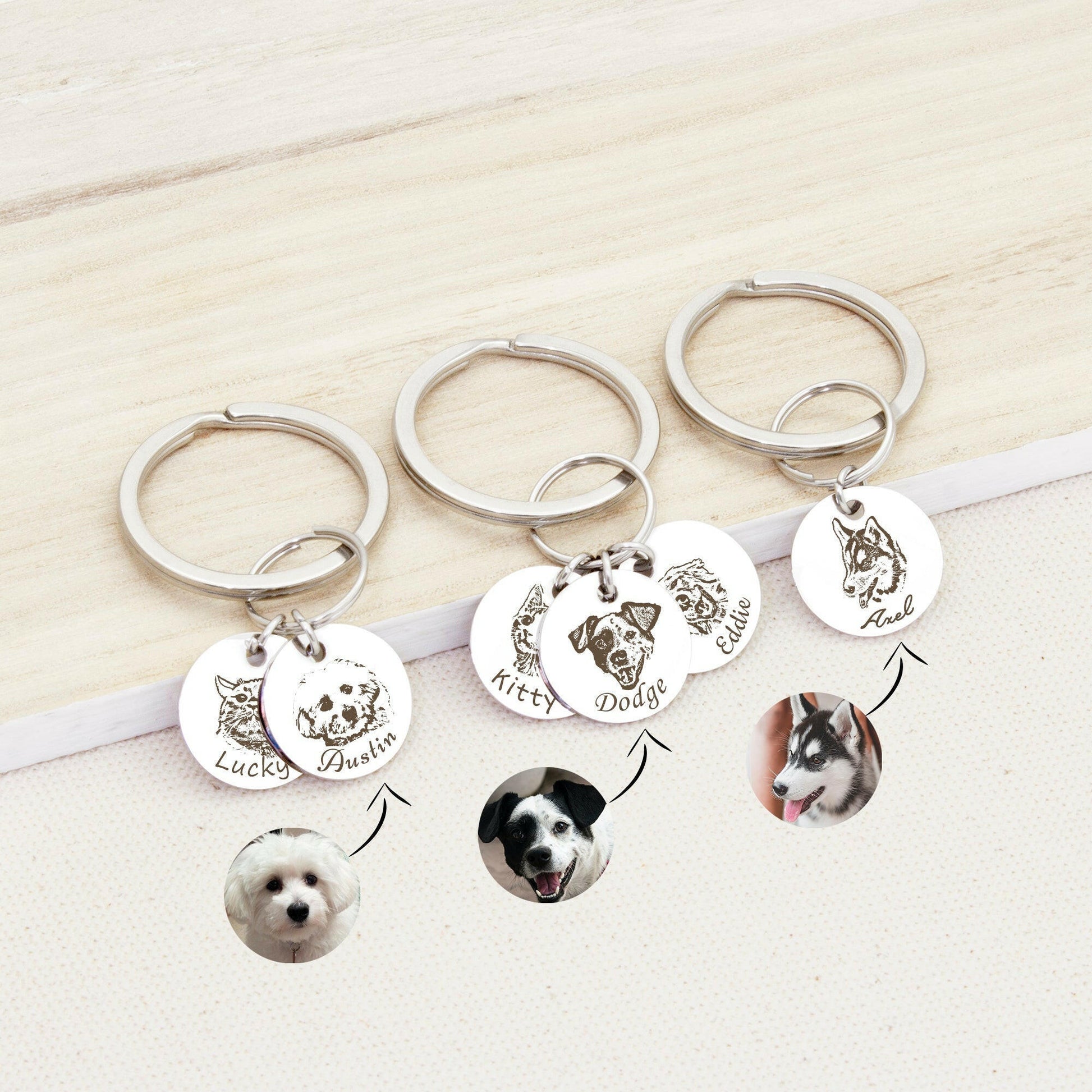 Personalized Pet Photo Keychain Necklace.