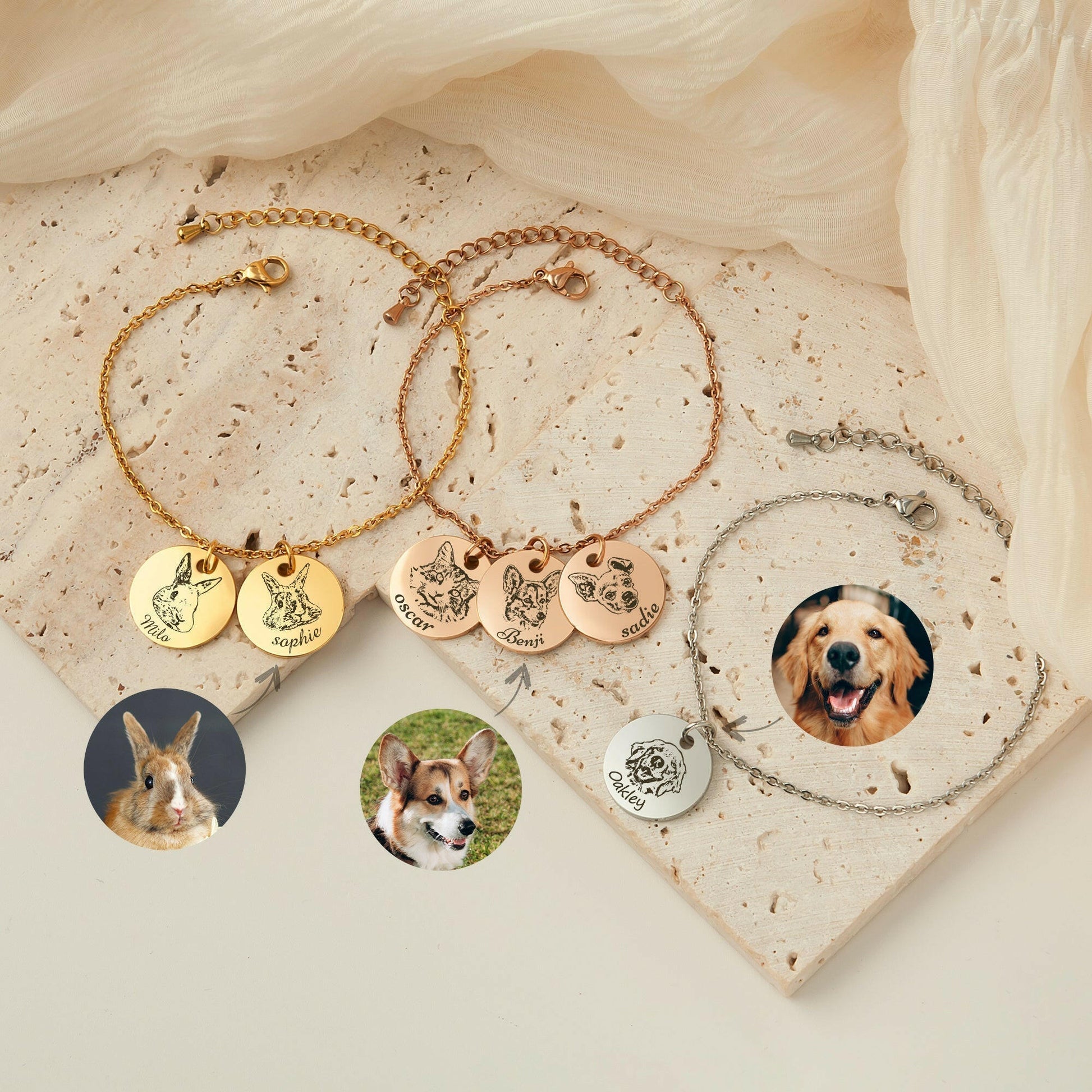 Personalized Pet Portrait Charm Bracelet Bracelet.