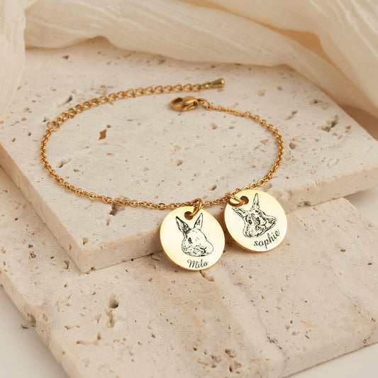 Personalized Pet Portrait Charm Bracelet Bracelet.