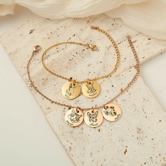 Personalized Pet Portrait Charm Bracelet Bracelet.