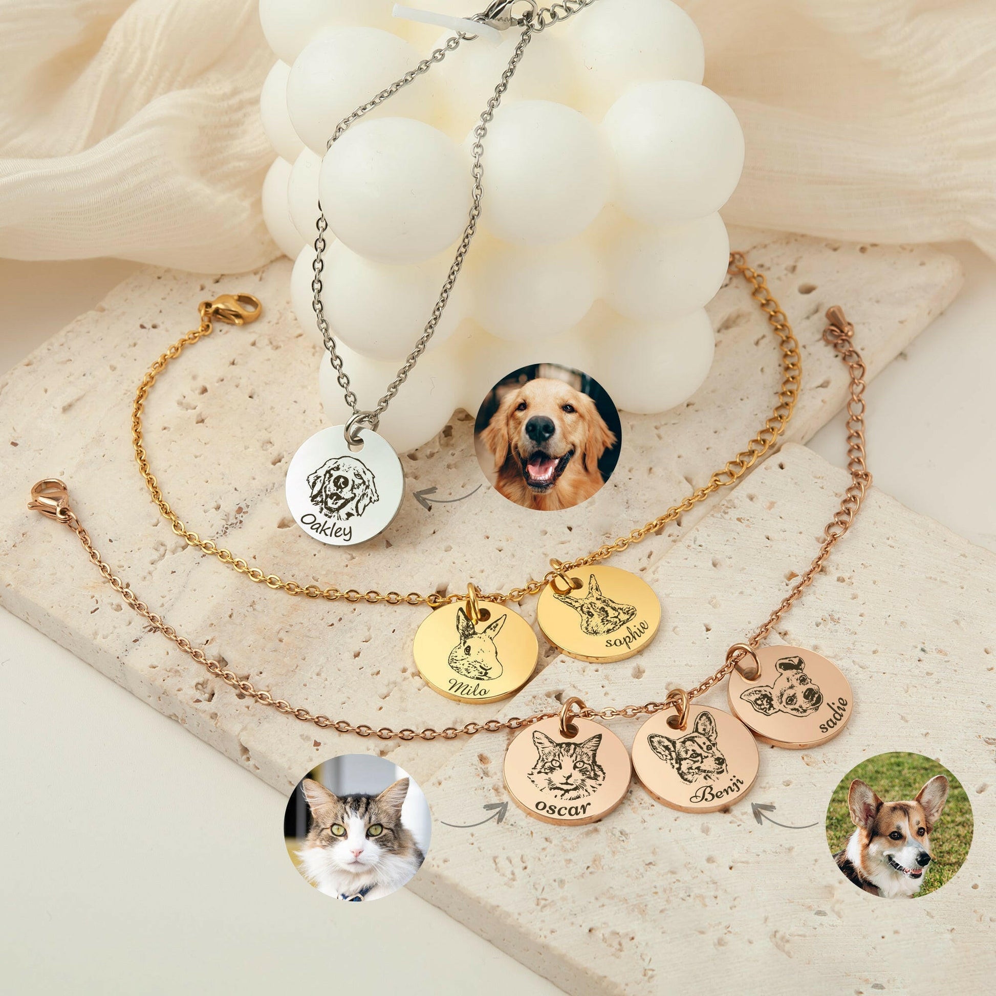 Personalized Pet Portrait Charm Bracelet Bracelet.