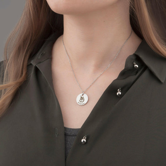 Personalized Pet Portrait Necklace Birth Flower Jewelry.