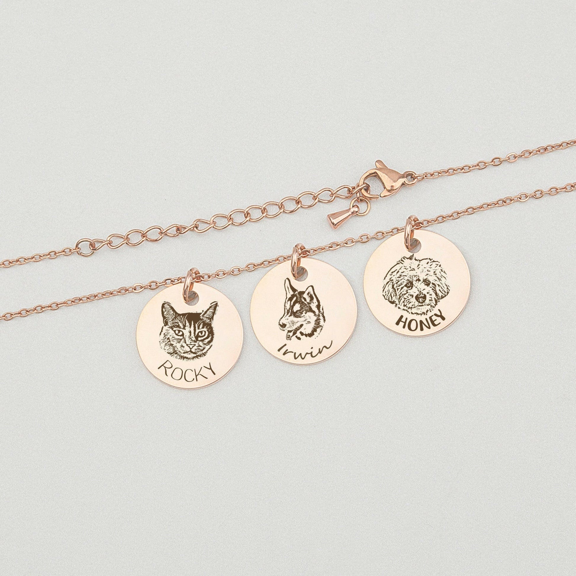 Personalized Pet Portrait Necklace Birth Flower Jewelry.