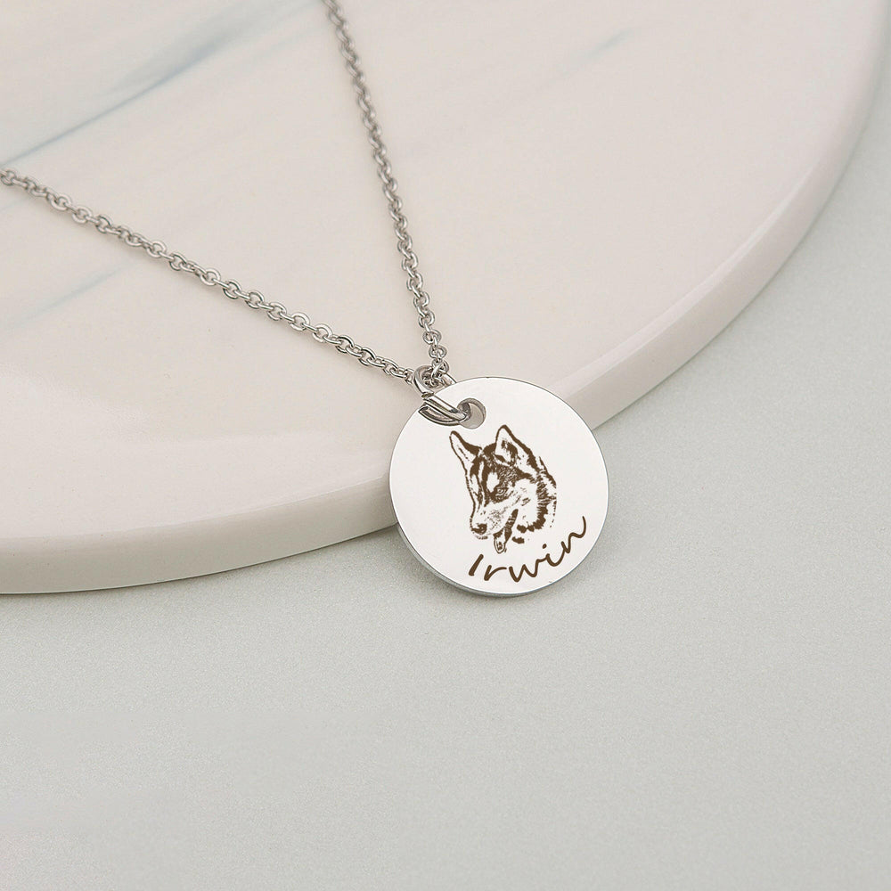 Personalized Pet Portrait Necklace Birth Flower Jewelry.