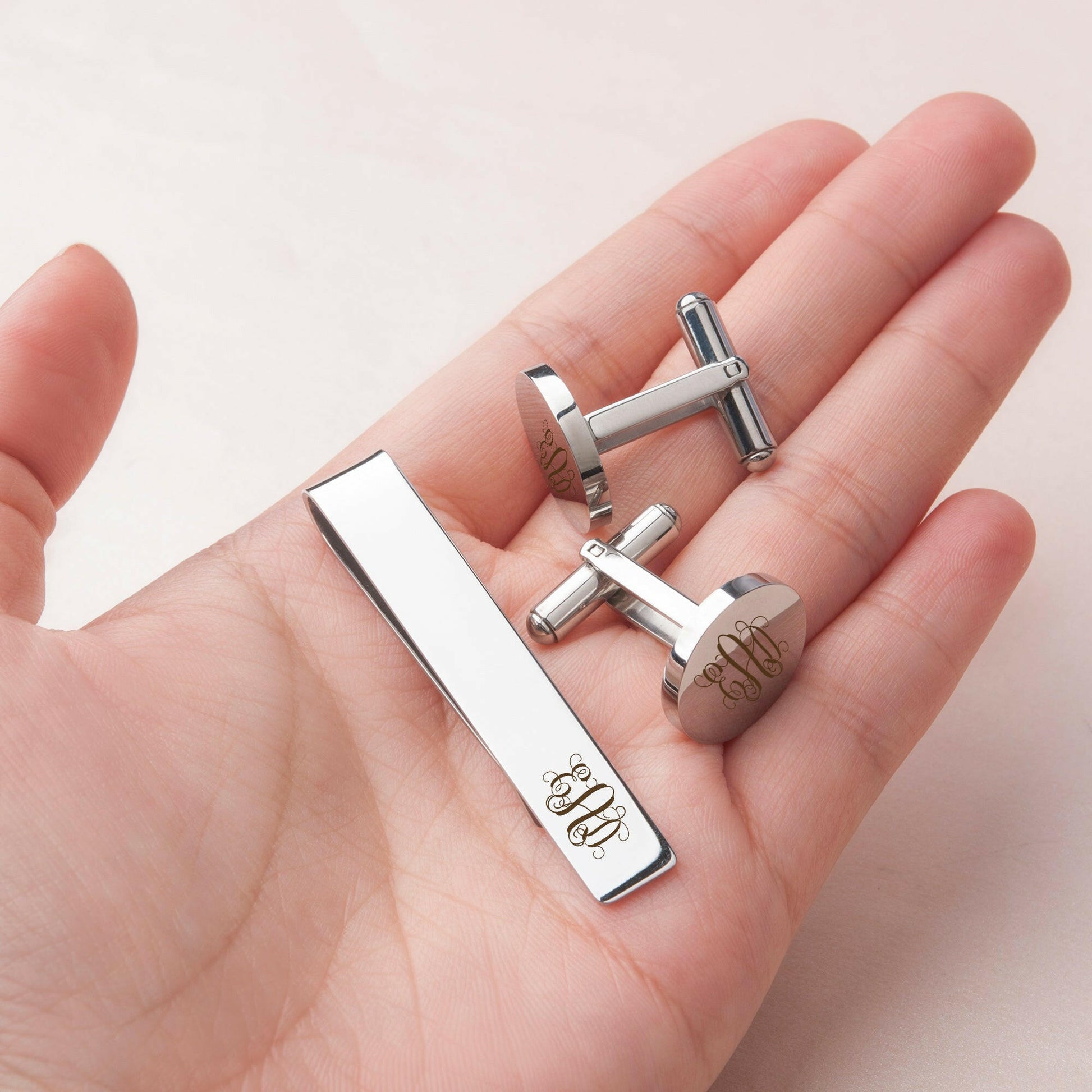 Personalized Picture and Text Cuff Link and Tie Clip Wedding Groomsmen Gift Custom Portrait.