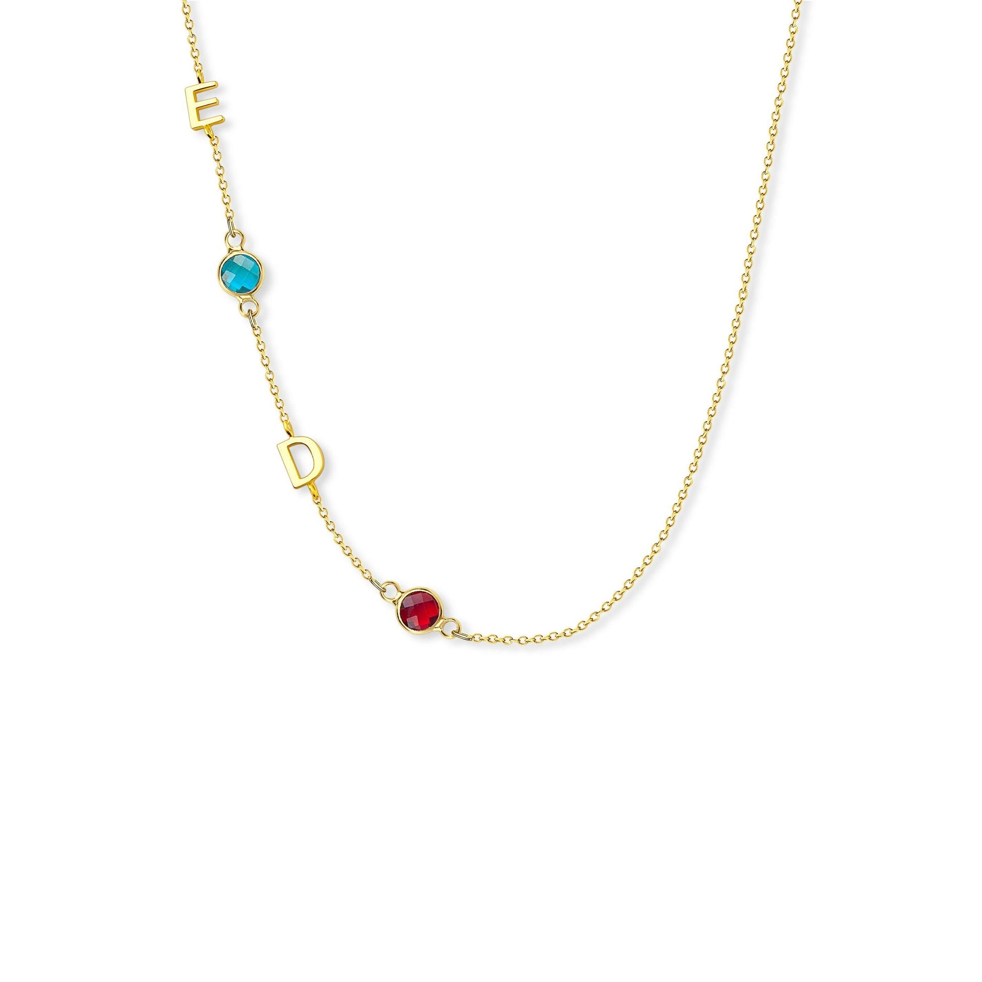 Personalized Vertical Charms and Birthstone Necklace Necklace.