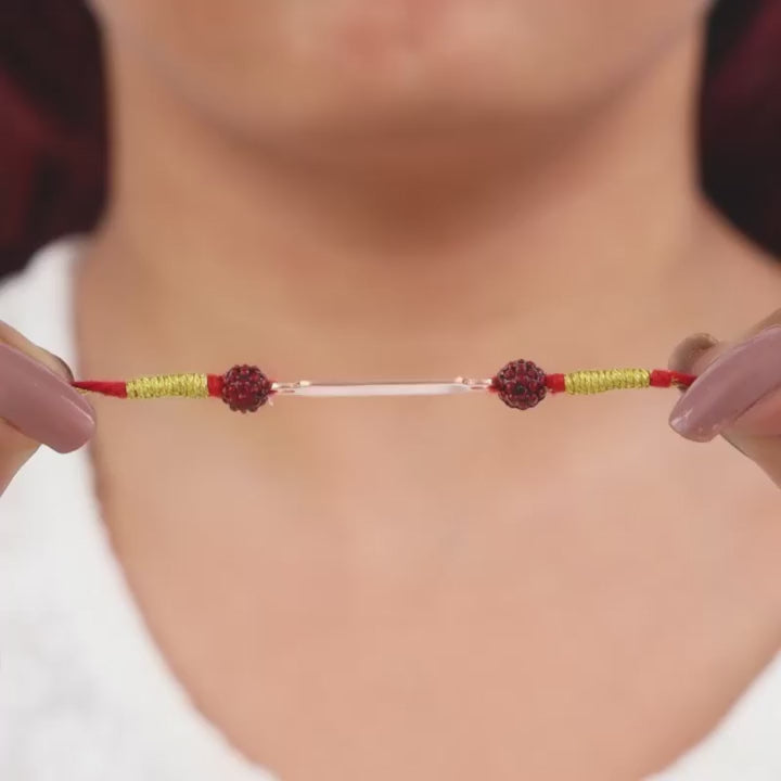 Rose Gold Personalised Ganpati Name Rudraksh Rakhi