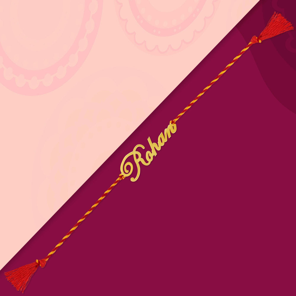 Splendid Personalised Gold Polish Silver Rakhi Rakhi.